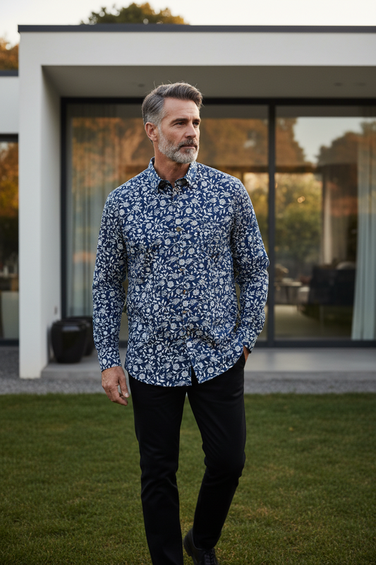 Southloom Jaipur Pure Cotton Block Printed Shirt for Men in Full Sleeve