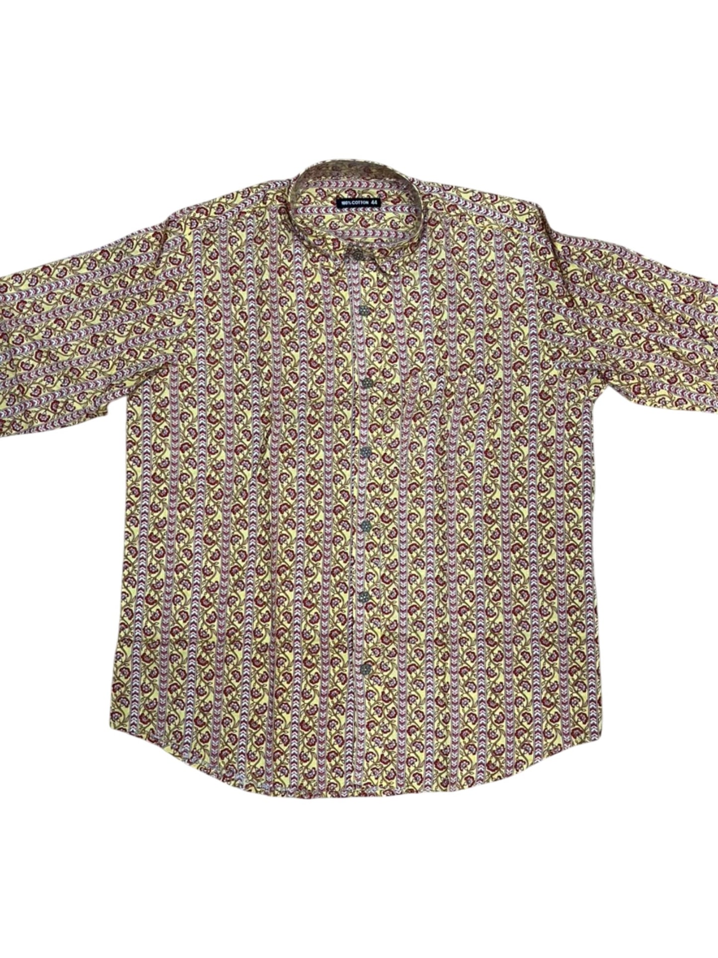 Southloom Jaipur Pure Cotton Block Printed Shirt for Men in Full Sleeve (3XL)