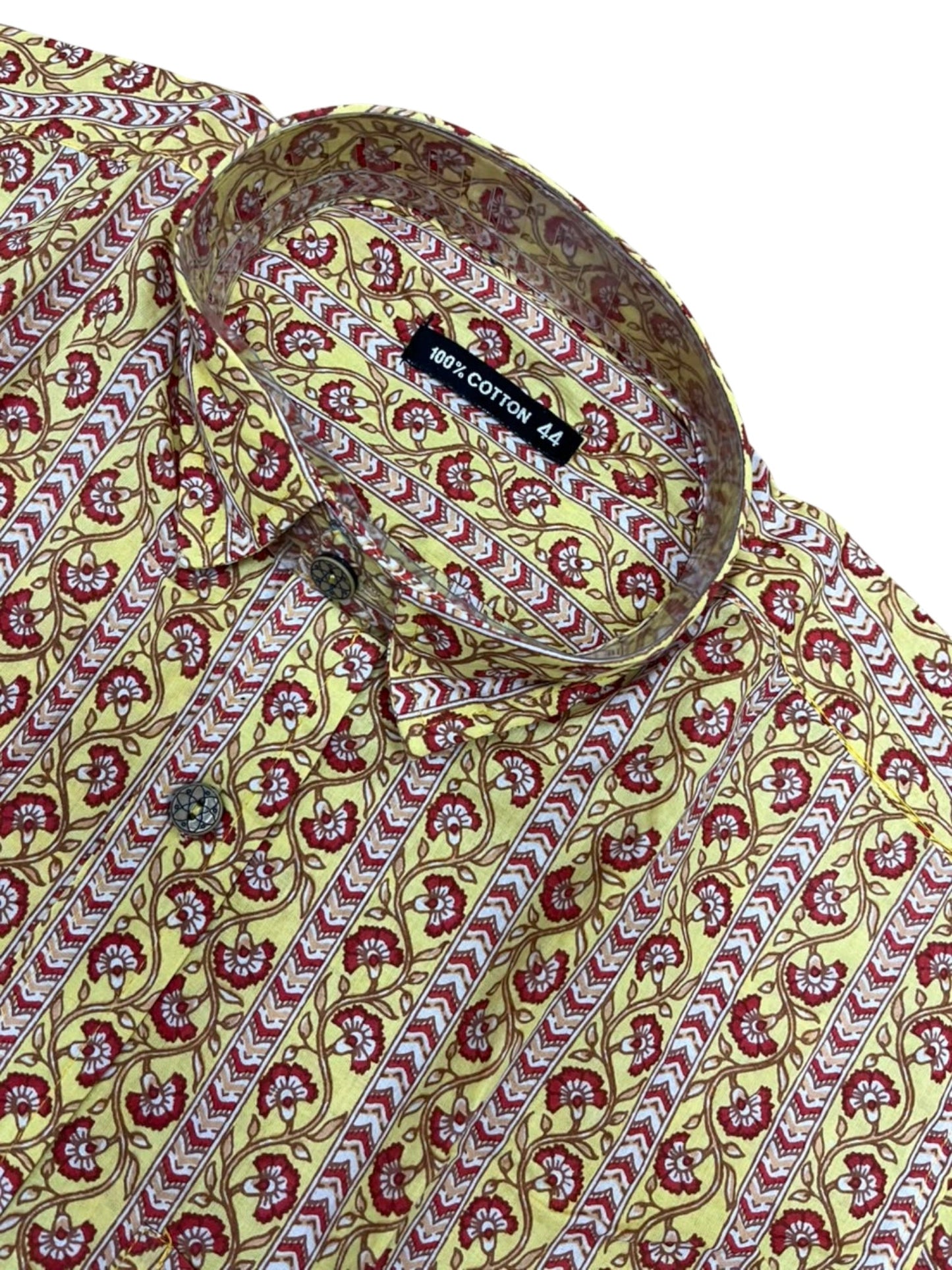 Southloom Jaipur Pure Cotton Block Printed Shirt for Men in Full Sleeve (2XL)