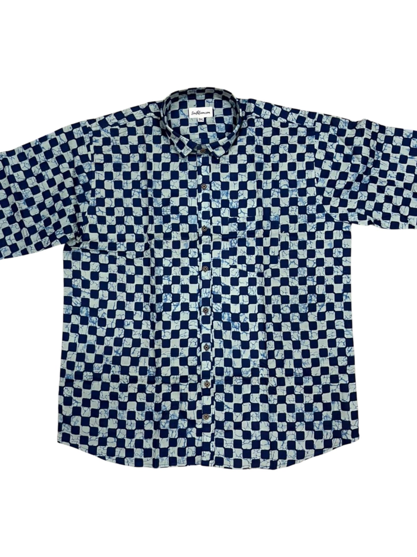 Southloom Jaipur Pure Cotton Block Printed Shirt for Men in Full Sleeve (3XL)