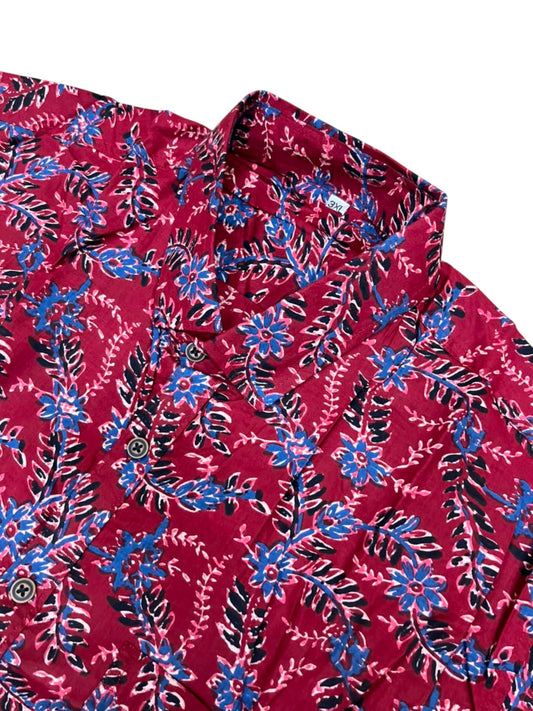 Southloom Jaipur Pure Cotton Block Printed Shirt for Men in Full Sleeve (3XL)