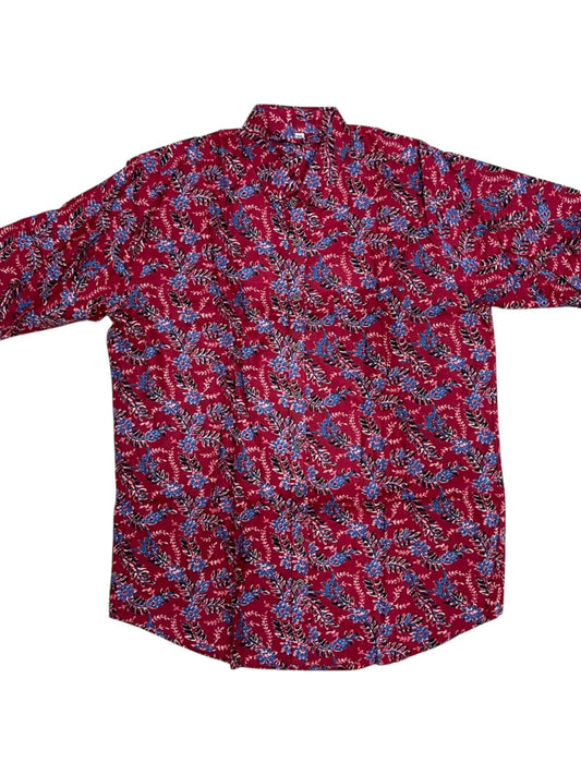 Southloom Jaipur Pure Cotton Block Printed Shirt for Men in Full Sleeve (3XL)