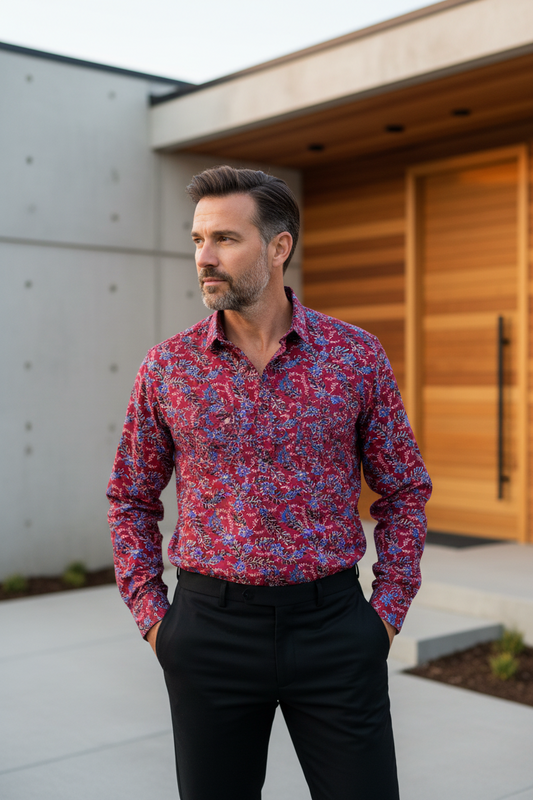 Southloom Jaipur Pure Cotton Block Printed Shirt for Men in Full Sleeve (3XL)