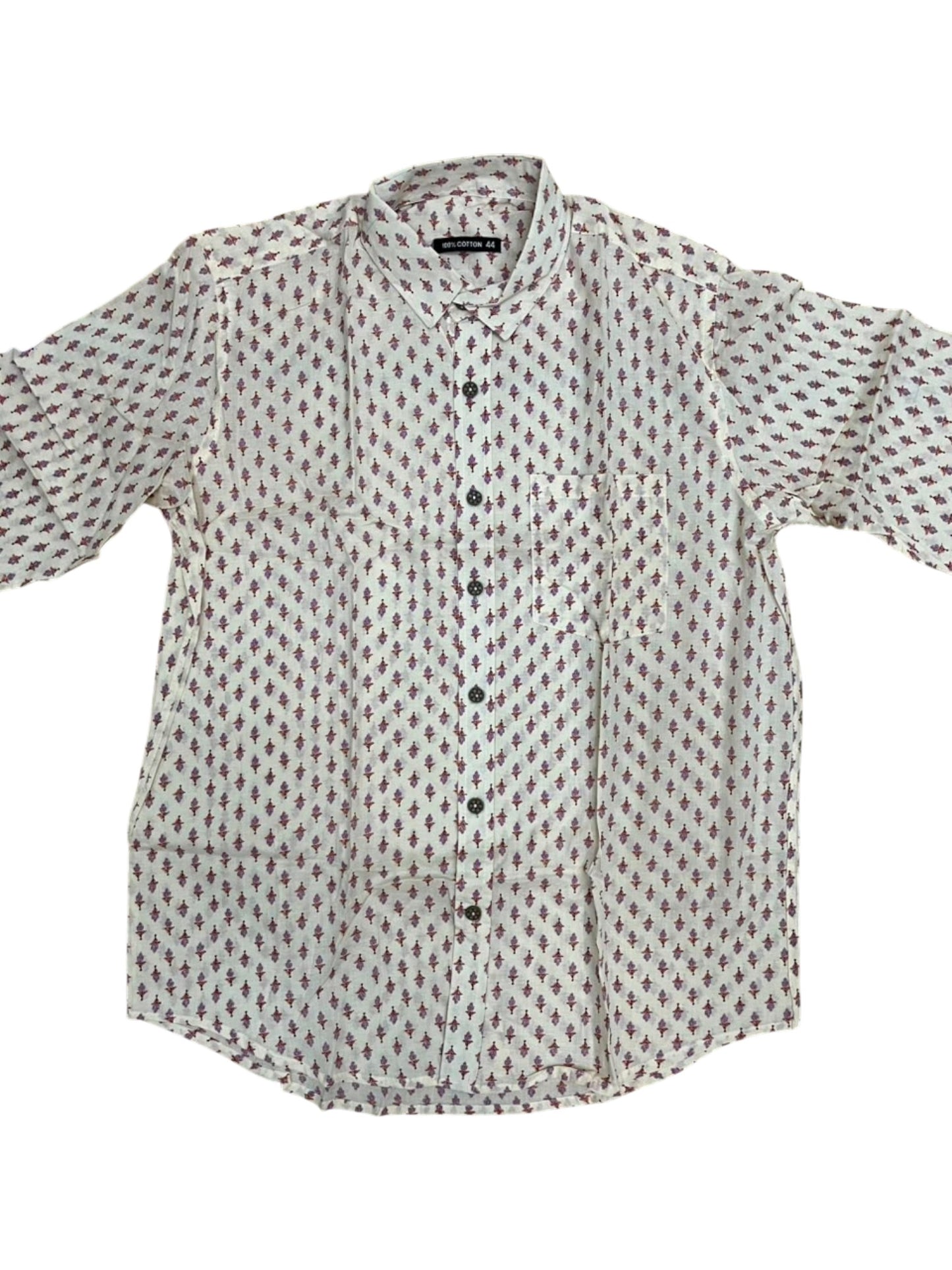 Southloom Jaipur Pure Cotton Block Printed Shirt for Men in Full Sleeve (2XL)