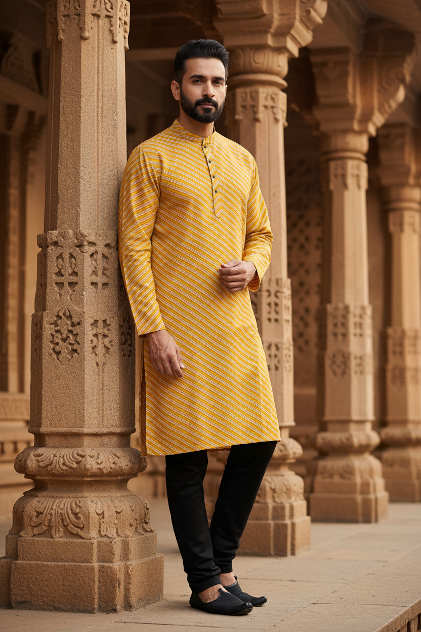 Southloom Pure Cotton Jaipur Printed Long Kurta for Men