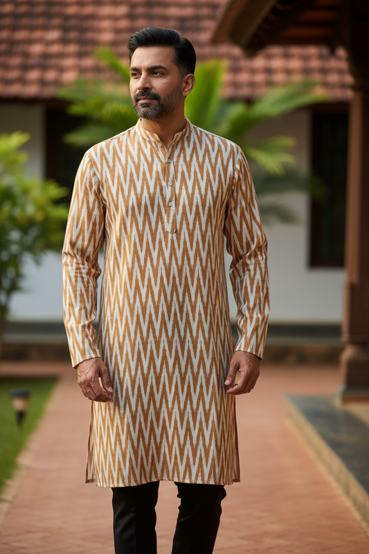 Southloom Pure Cotton Jaipur Printed Long Kurta for Men