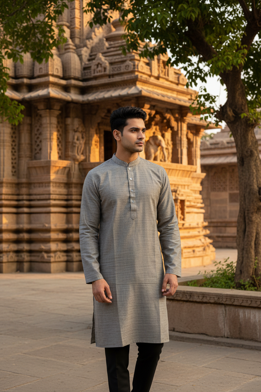 Southloom Pure Cotton Jaipur Printed Long Kurta for Men