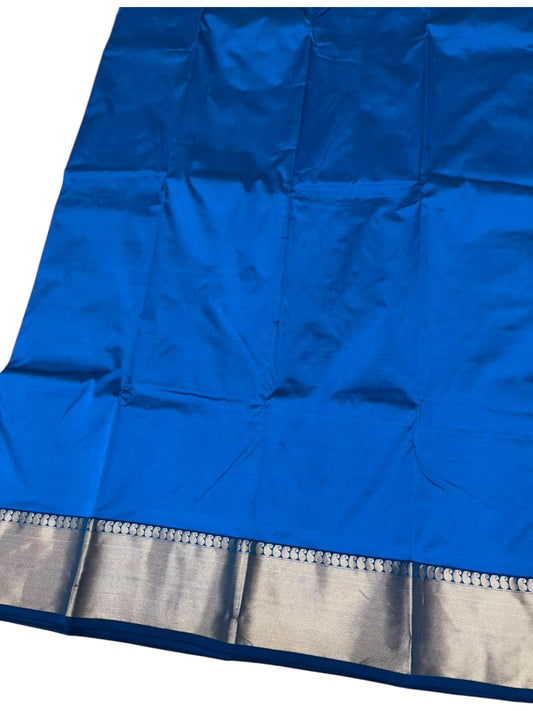 Southloom Silk Saree with Plain Body And Paisley Border in Blue