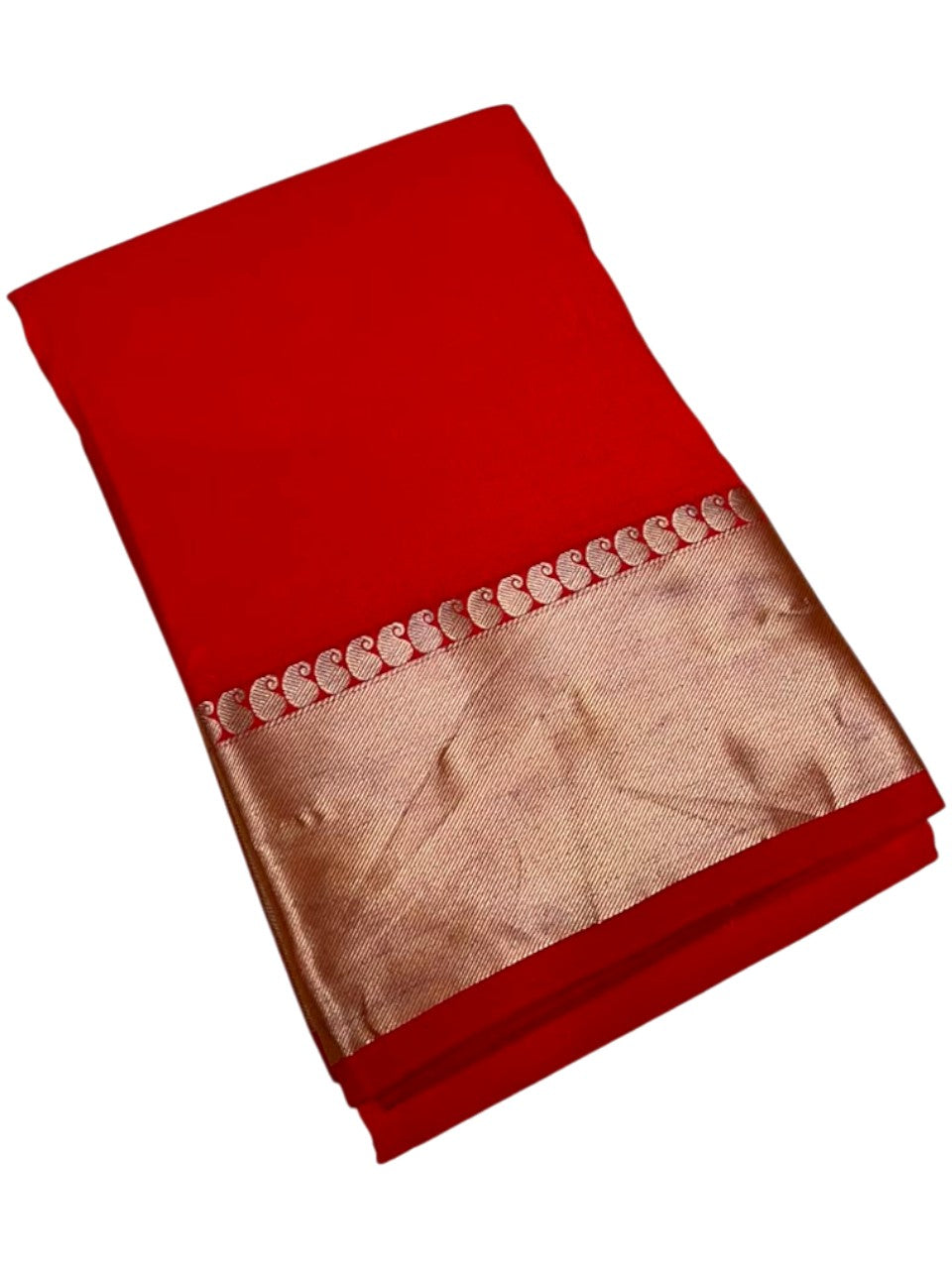 Southloom Silk Saree with Plain Body And Paisley Border in Orange SL552