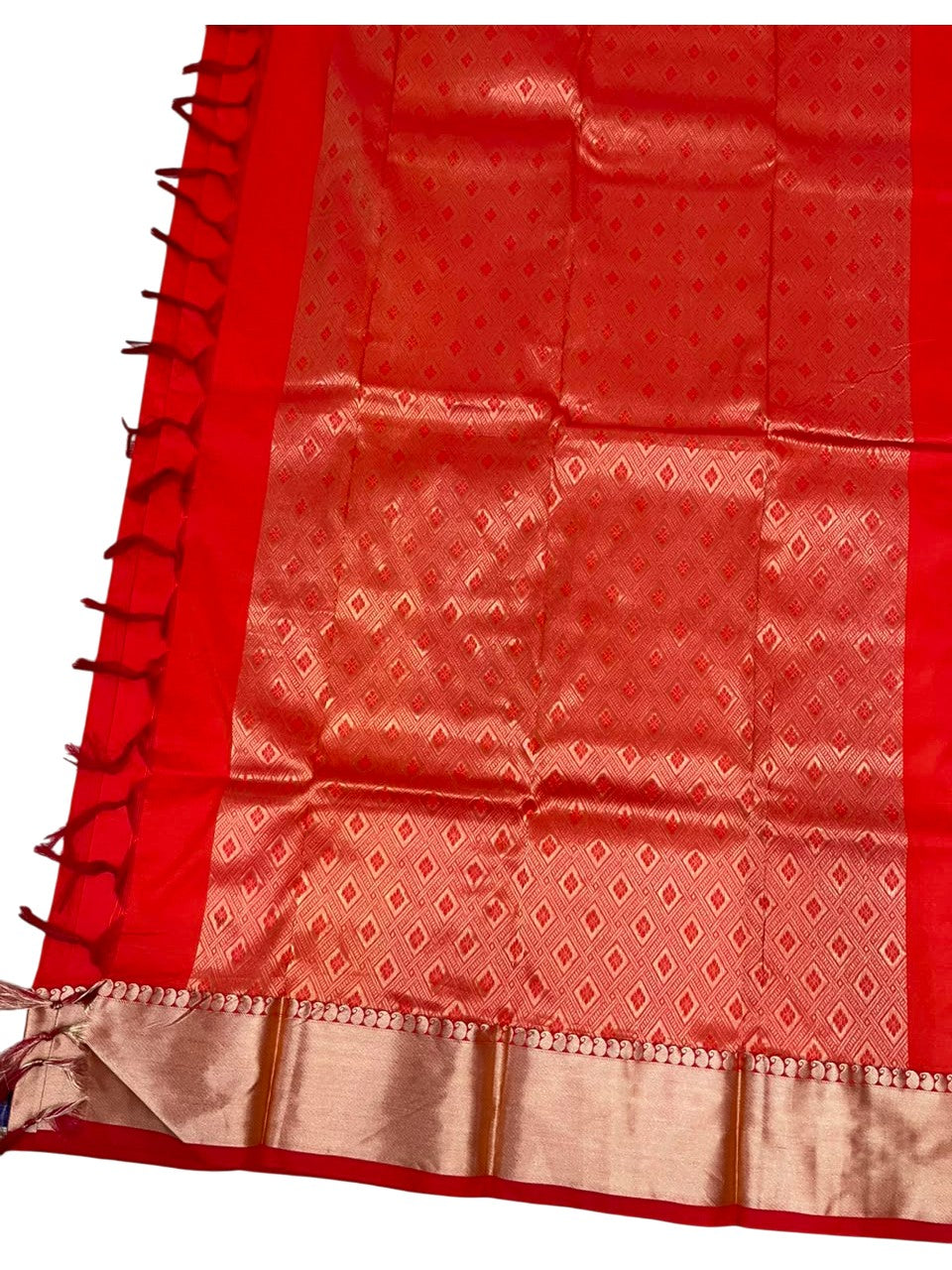 Southloom Silk Saree with Plain Body And Paisley Border in Orange SL552