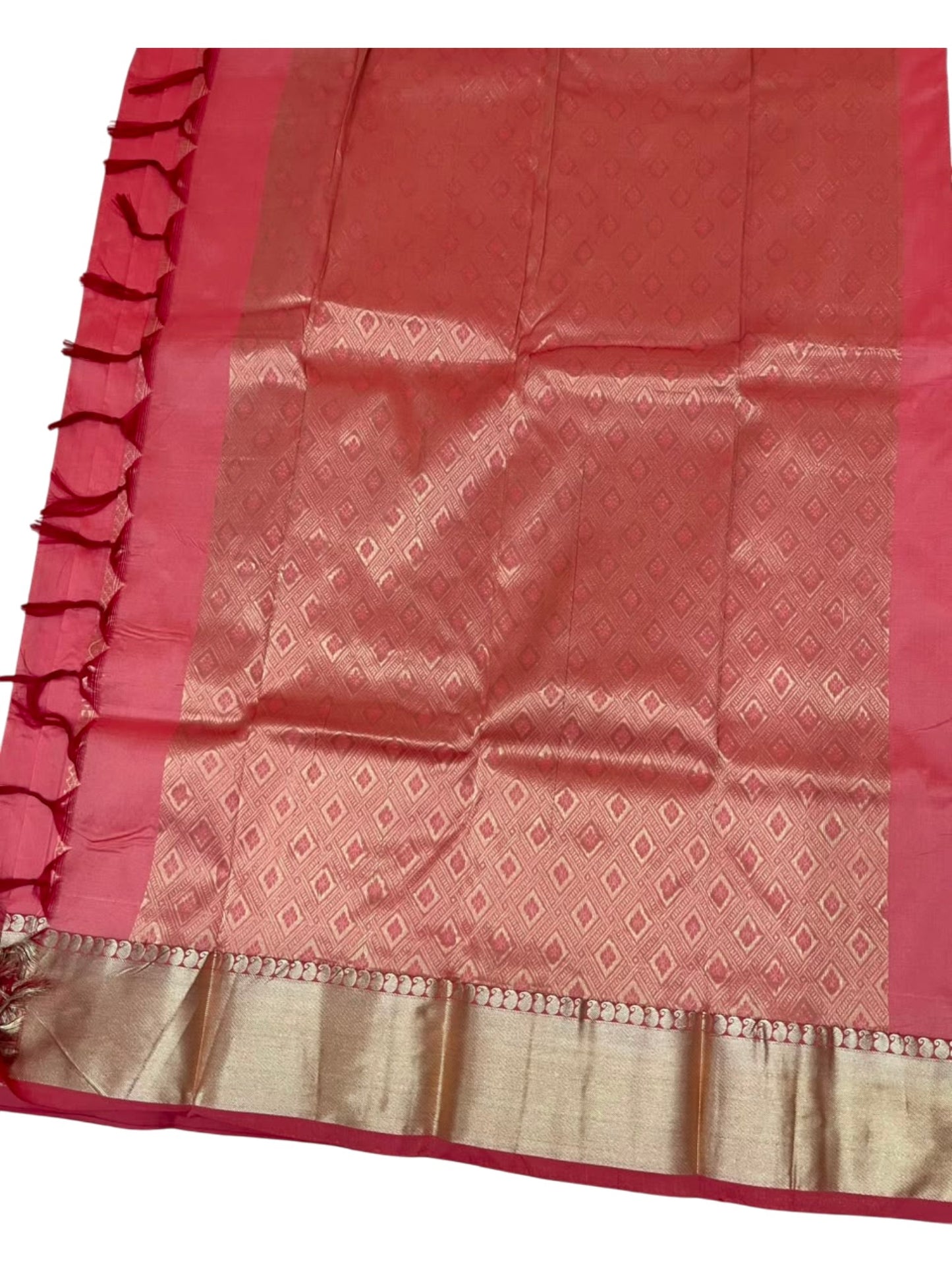 Southloom Silk Saree with Plain Body And Paisley Border in Green SL552