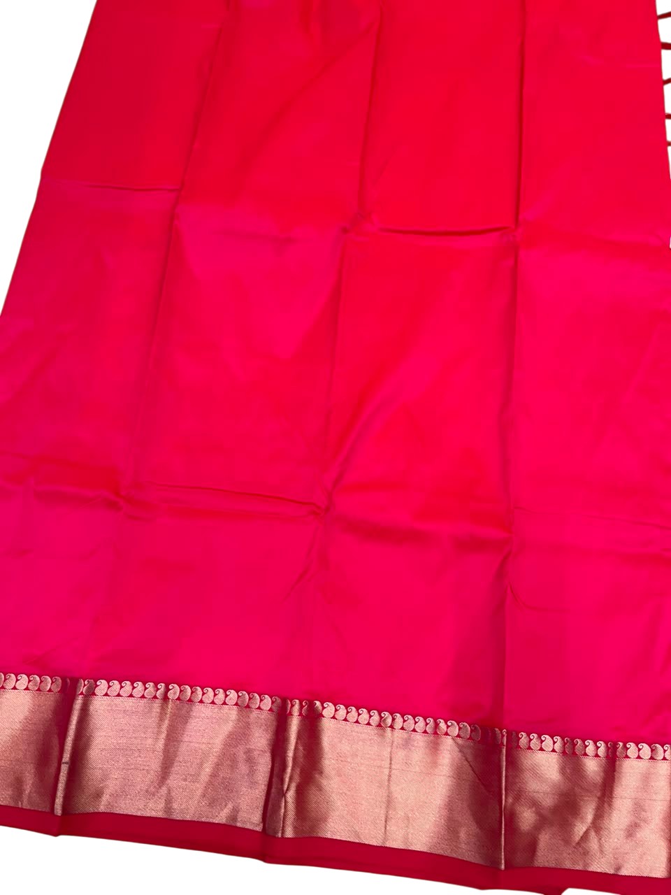 Southloom Silk Saree with Plain Body And Paisley Border in Pink SL552