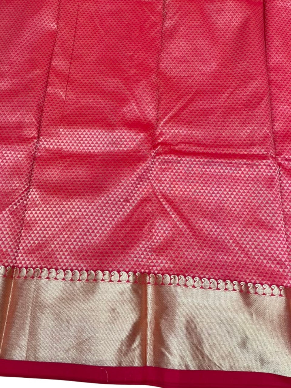 Southloom Silk Saree with Plain Body And Paisley Border in Peachish Red SL552