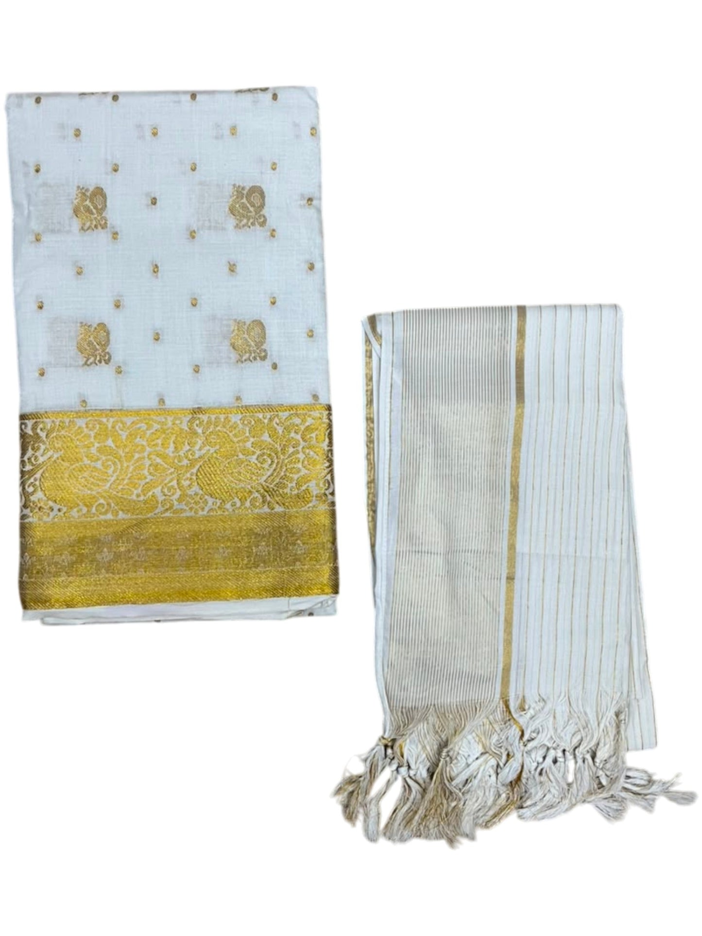 Southloom™ Cotton Churidar Salwar Suit Material with Peacock Woven Design (include Lines Shawl / Dupatta)