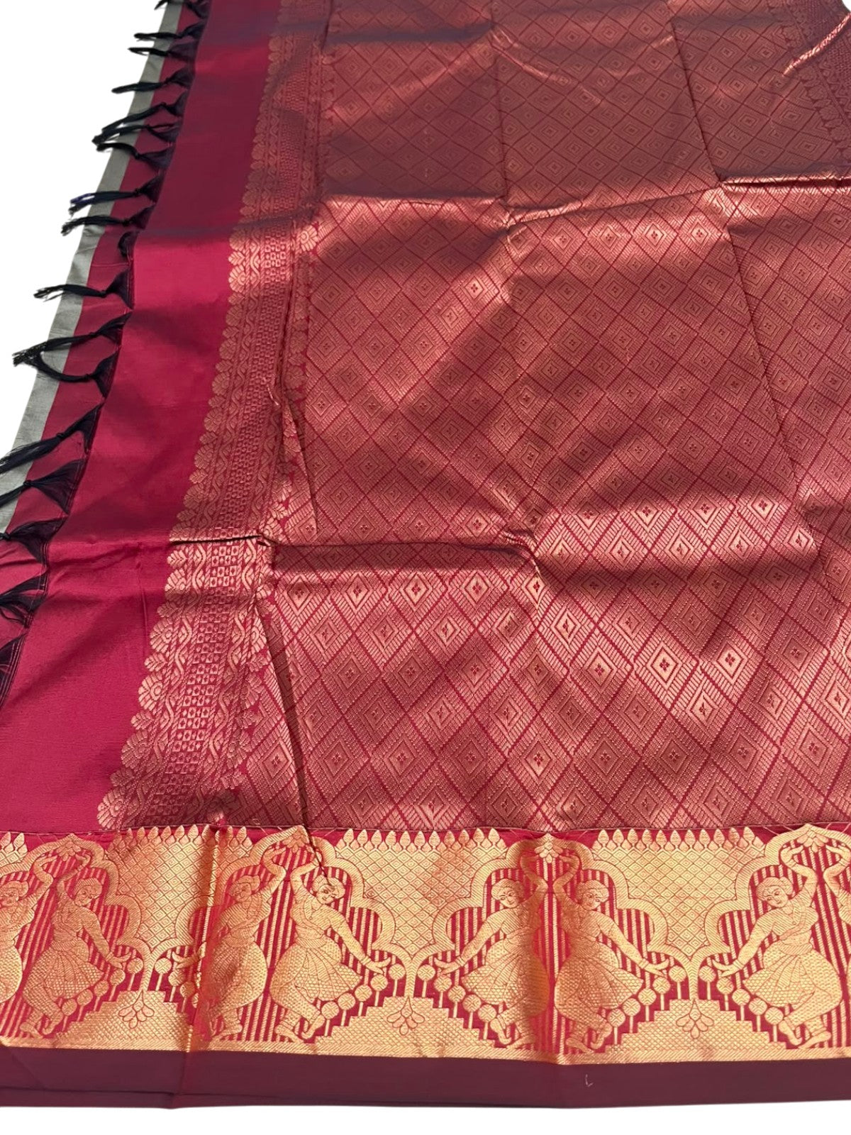 Southloom Silk Saree with Golden Zari Work On Body And Border In Grey SL554