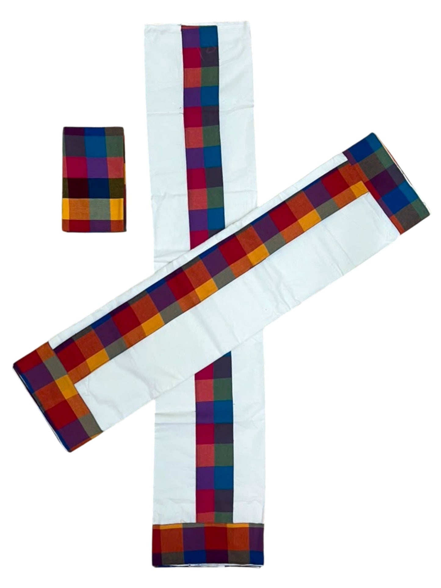 Southloom Kerala Pure Cotton Madras Check Design Single Set Mundu (Mundum Neriyathum) 2.80 Mtrs SL556
