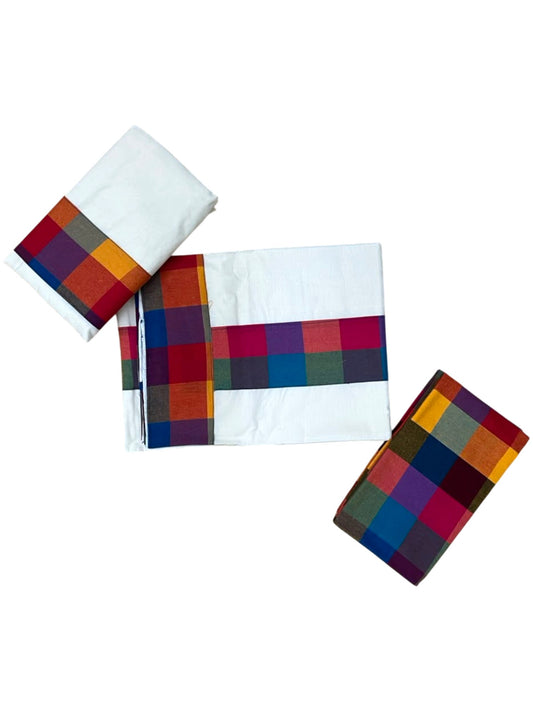 Southloom Kerala Pure Cotton Madras Check Design Single Set Mundu (Mundum Neriyathum) 2.80 Mtrs SL556