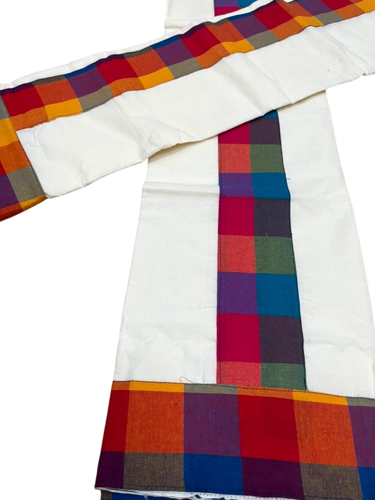 Southloom Kerala Pure Cotton Madras Check Design Single Set Mundu (Mundum Neriyathum) 2.80 Mtrs SL556