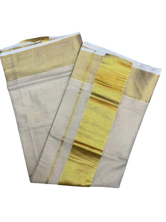 Southloom Tissue  Kerala Kasavu Saree with Gold Kasavu Border in 5 inch  SL558