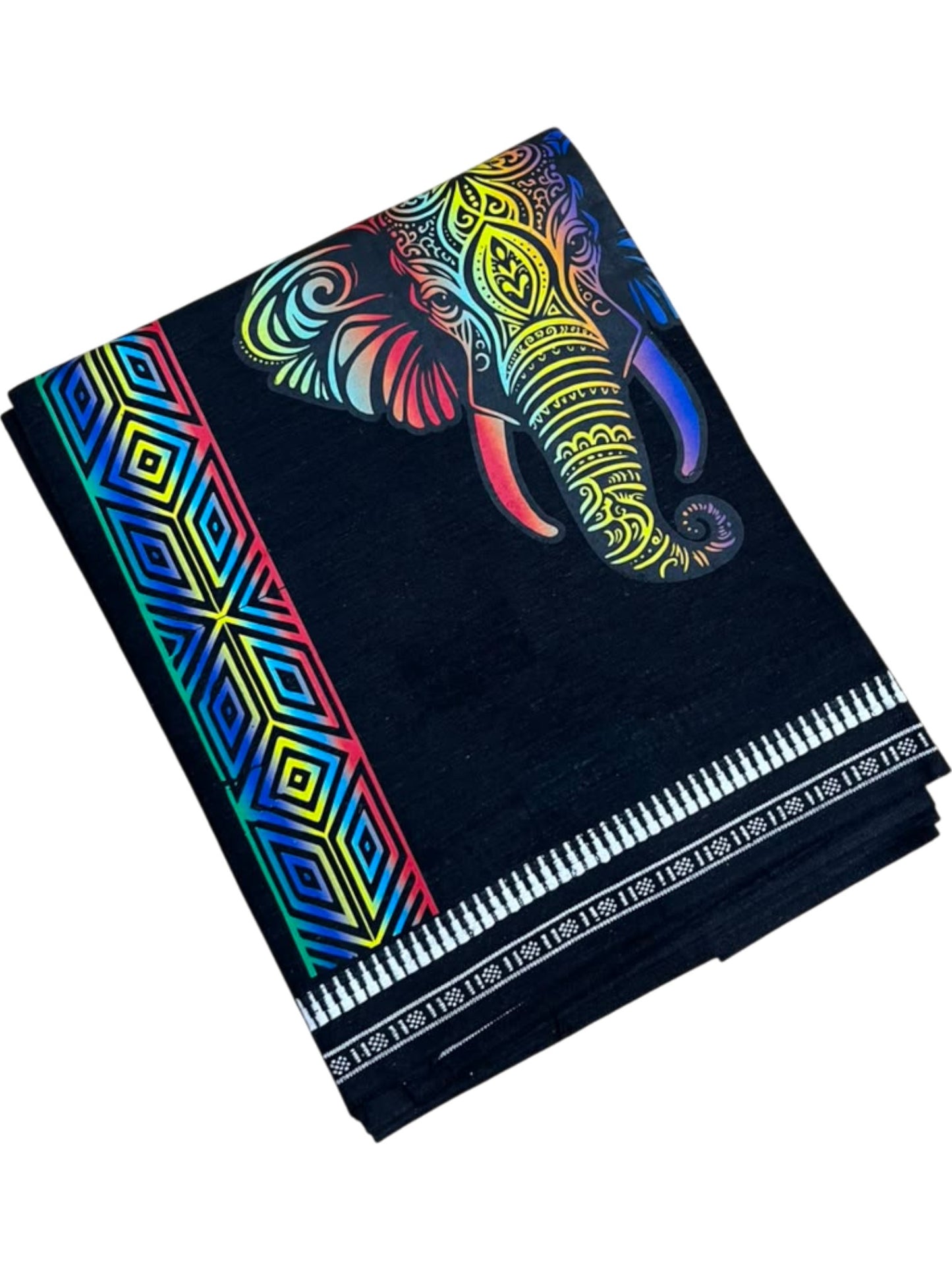 Southloom Black Neon Printed Single Mundu / Otta Mundu / Lungi (South Indian Kerala Dhoti)