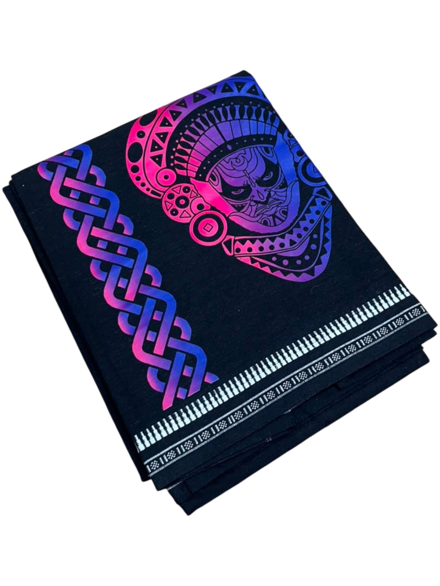 Southloom Black Neon Printed Single Mundu / Otta Mundu / Lungi (South Indian Kerala Dhoti)