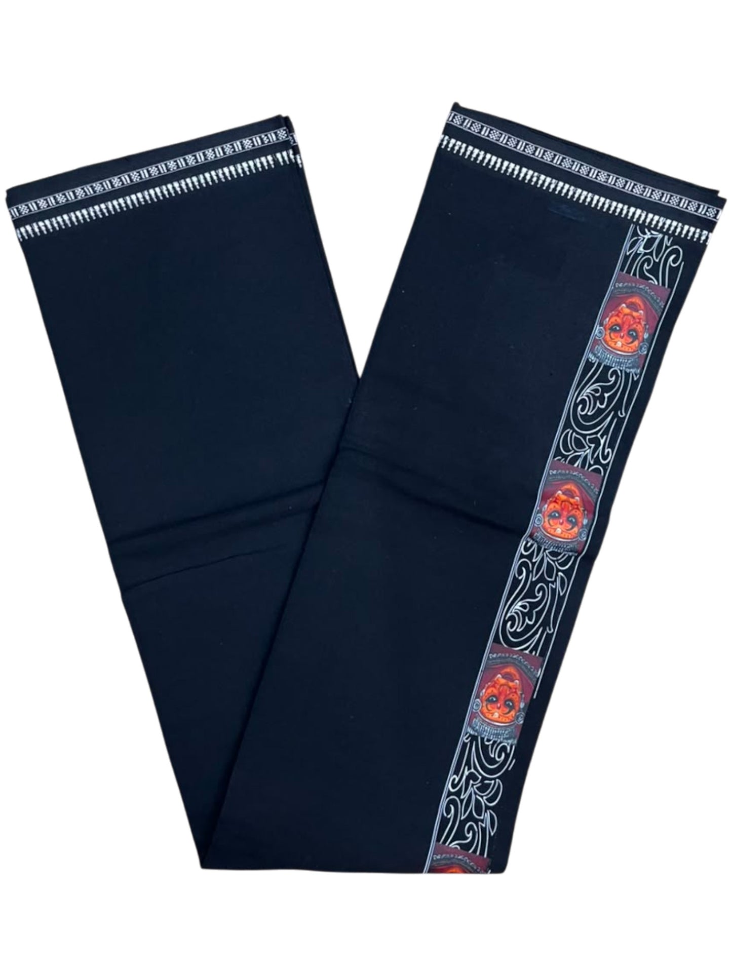 Southloom Black Printed Single Mundu / Otta Mundu / Lungi (South Indian Kerala Dhoti)