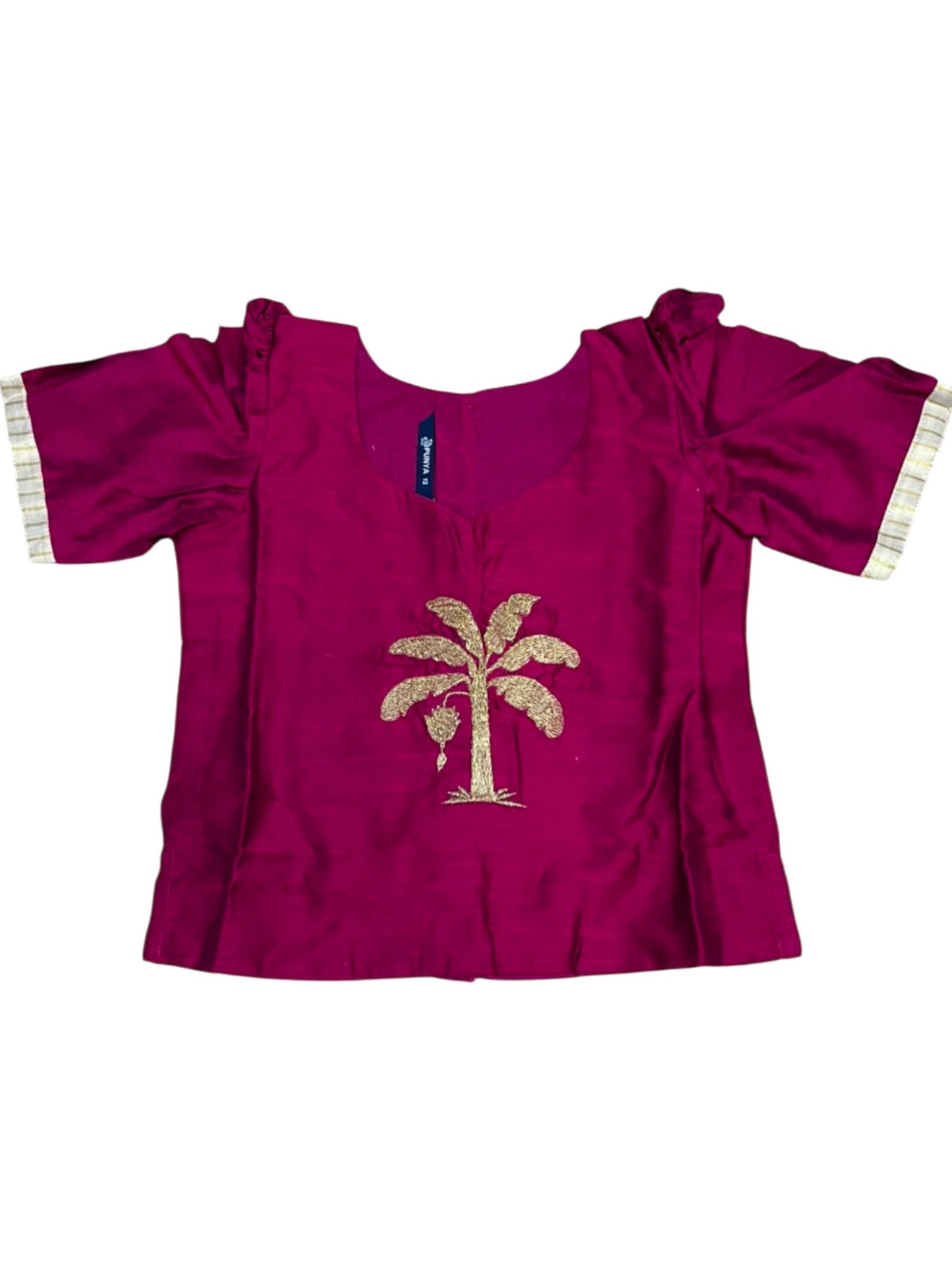 Southloom Kerala Tissue Kasavu Pavada Blouse with for Kids