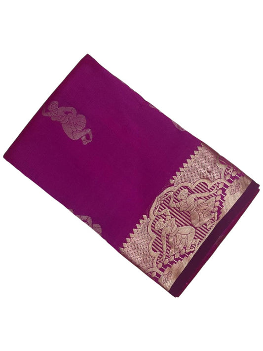 Southloom Silk Saree with Golden Zari Work On Body And Border In Magenta SL554