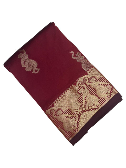 Southloom Silk Saree with Golden Zari Work On Body And Border In Maroon SL554