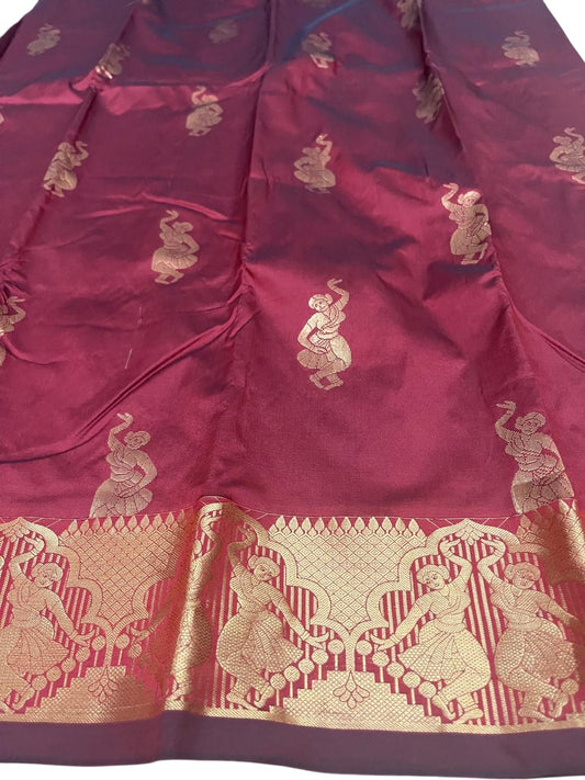 Southloom Silk Saree with Golden Zari Work On Body And Border In Maroon SL554