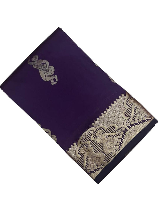 Southloom Silk Saree with Golden Zari Work On Body And Border In Violet SL554