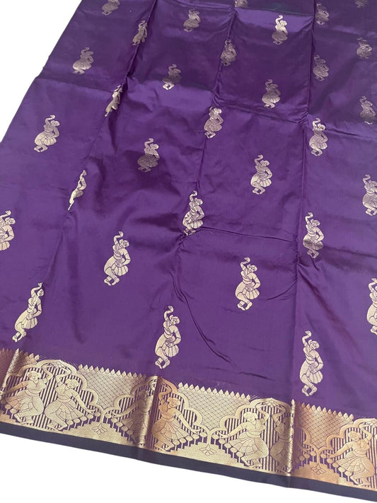 Southloom Silk Saree with Golden Zari Work On Body And Border In Violet SL554