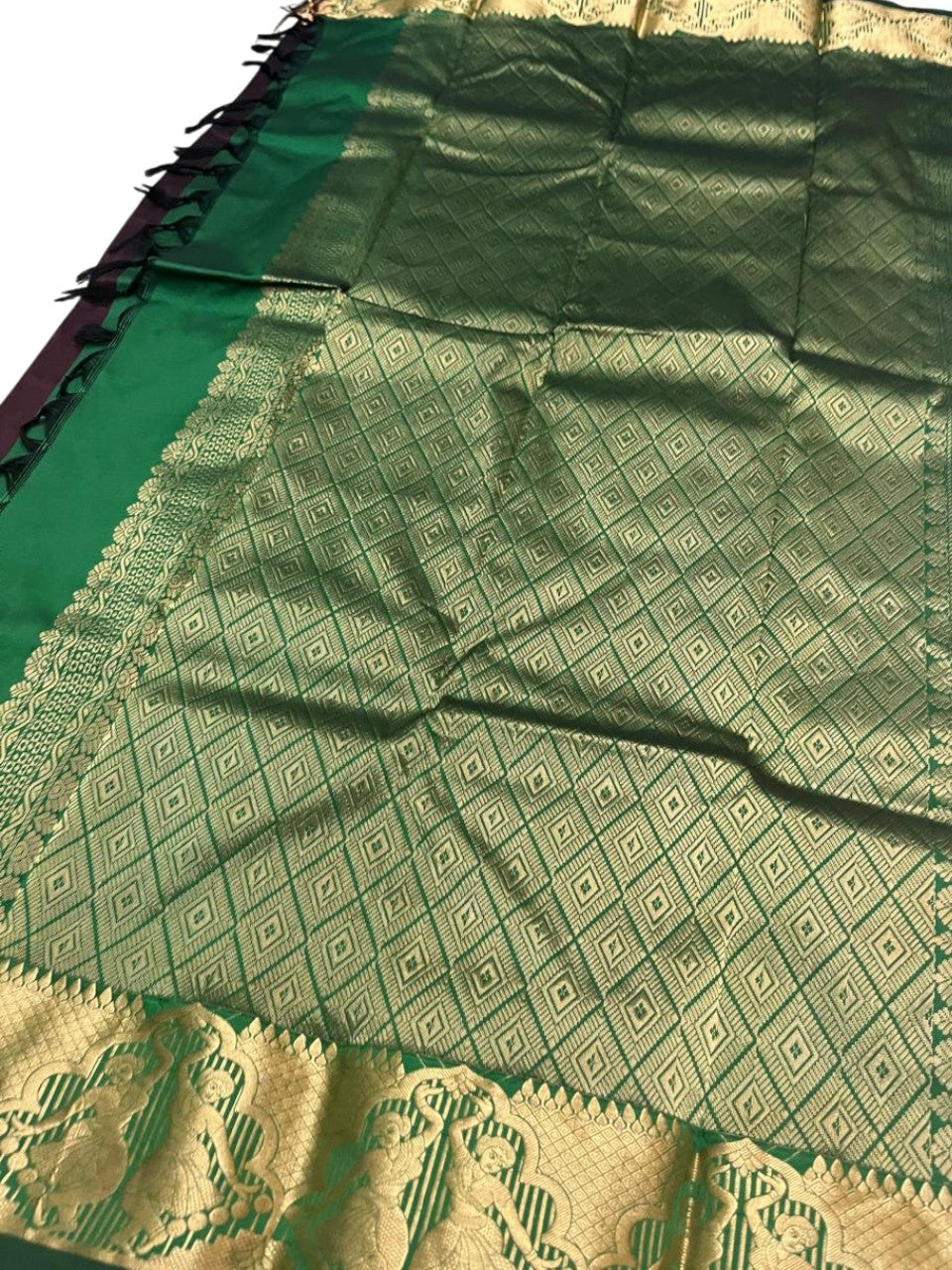 Southloom Silk Saree with Golden Zari Work On Body And Border In Brown SL554