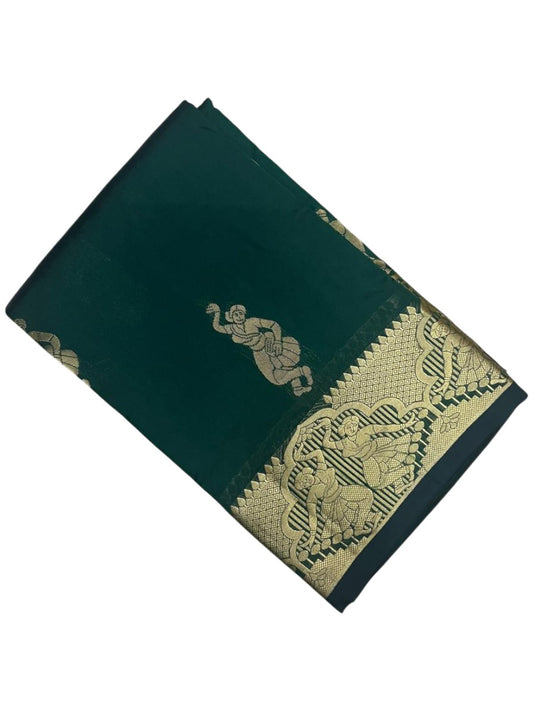 Southloom Silk Saree with Golden Zari Work On Body And Border In Green SL554
