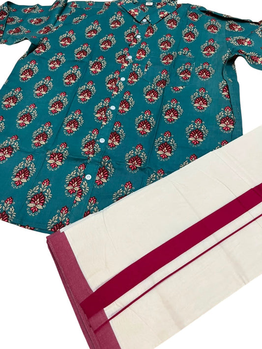 Southloom Cotton Jaipur Printed Men's Combo Full Sleeve (Shirt + Mundu) SLCOMBO SL564