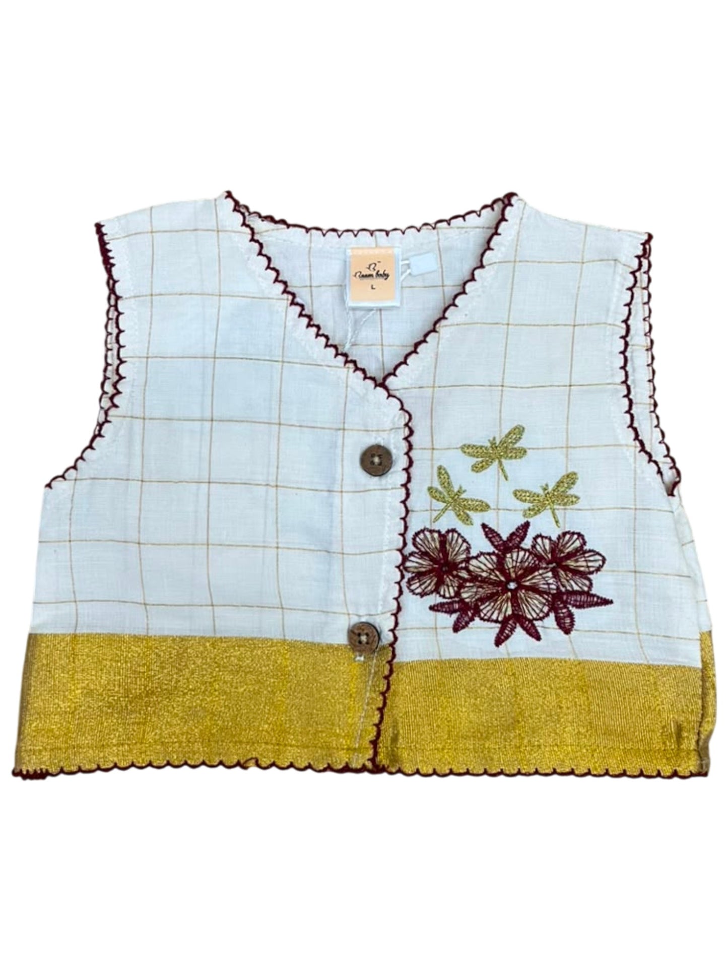 Southloom Cotton Check Design Kid's Pavada Blouse SL565