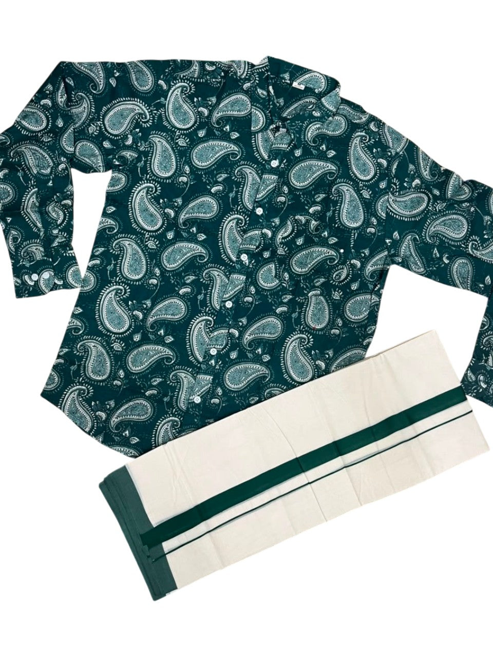 Southloom Cotton Jaipur Printed Men's Combo Full Sleeve (Shirt + Mundu) SLCOMBO SL564