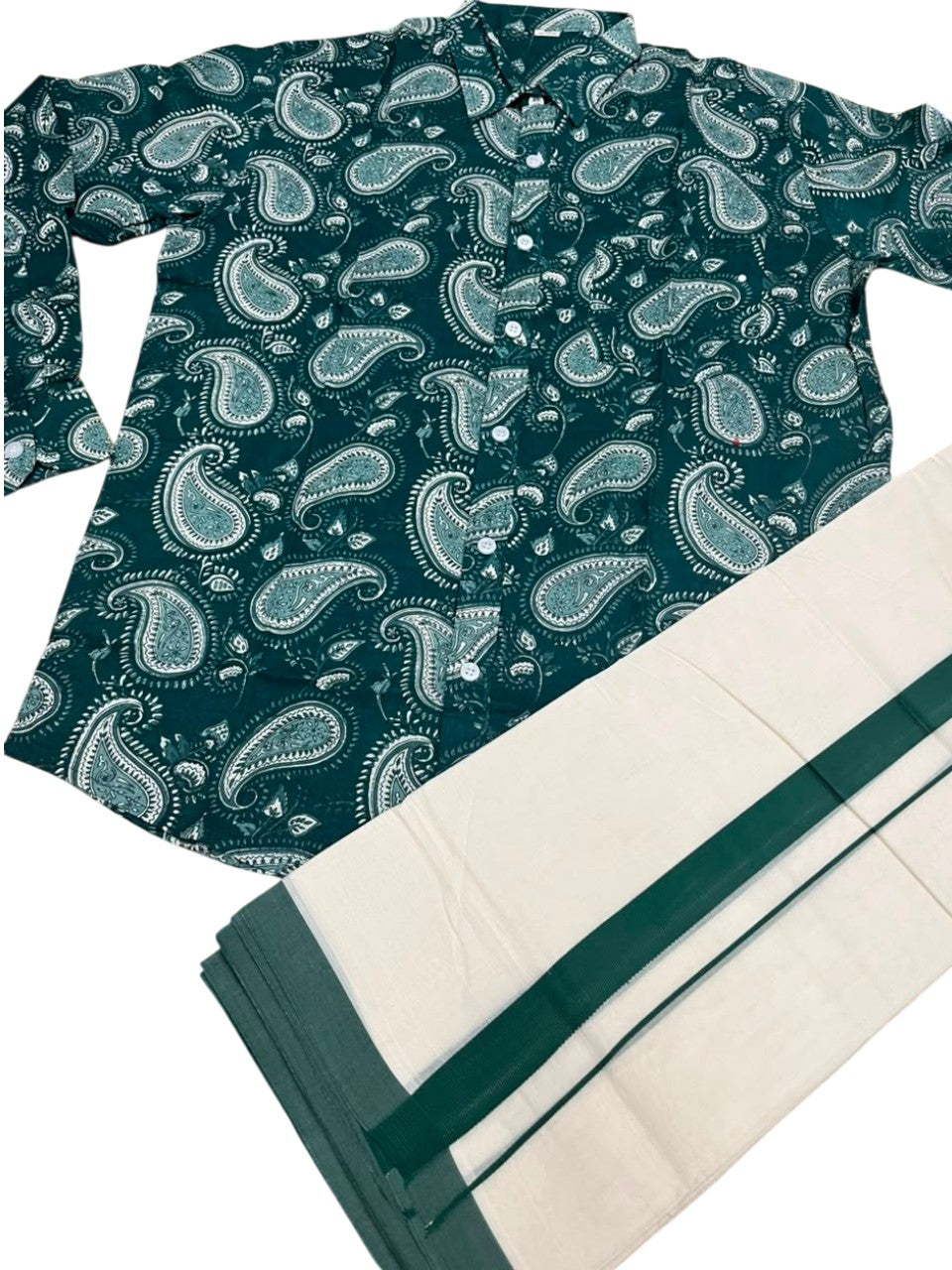 Southloom Cotton Jaipur Printed Men's Combo Full Sleeve (Shirt + Mundu) SLCOMBO SL564