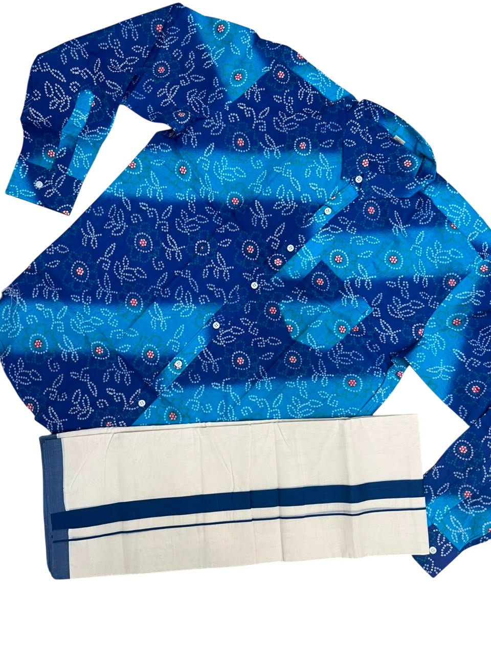 Southloom Cotton Jaipur Printed Men's Combo Full Sleeve (Shirt + Mundu) SLCOMBO SL564