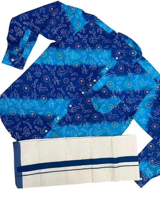 Southloom Cotton Jaipur Printed Men's Combo Full Sleeve (Shirt + Mundu) SLCOMBO SL564