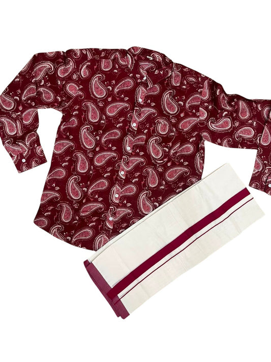 Southloom Cotton Jaipur Printed Men's Combo Full Sleeve (Shirt + Mundu) SLCOMBO SL564