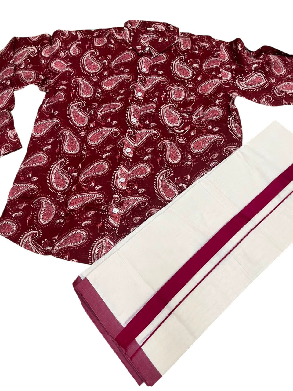 Southloom Cotton Jaipur Printed Men's Combo Full Sleeve (Shirt + Mundu) SLCOMBO SL564