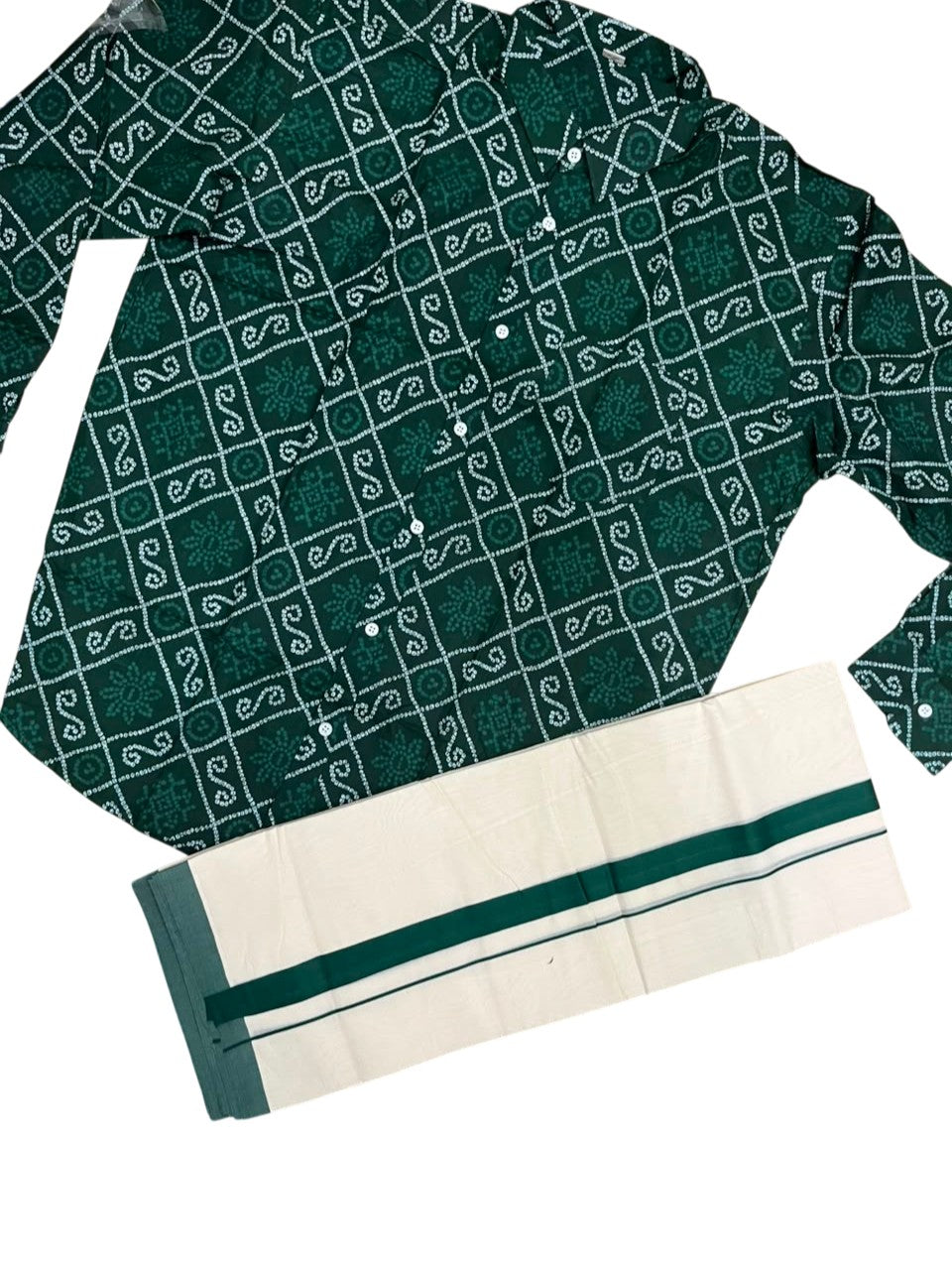 Southloom Cotton Jaipur Printed Men's Combo Full Sleeve (Shirt + Mundu) SLCOMBO SL564