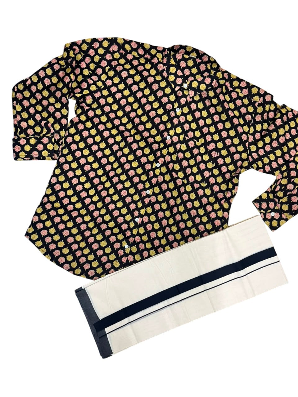 Southloom Cotton Jaipur Printed Men's Combo Full Sleeve (Shirt + Mundu) SLCOMBO SL564