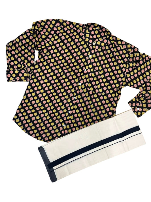 Southloom Cotton Jaipur Printed Men's Combo Full Sleeve (Shirt + Mundu) SLCOMBO SL564