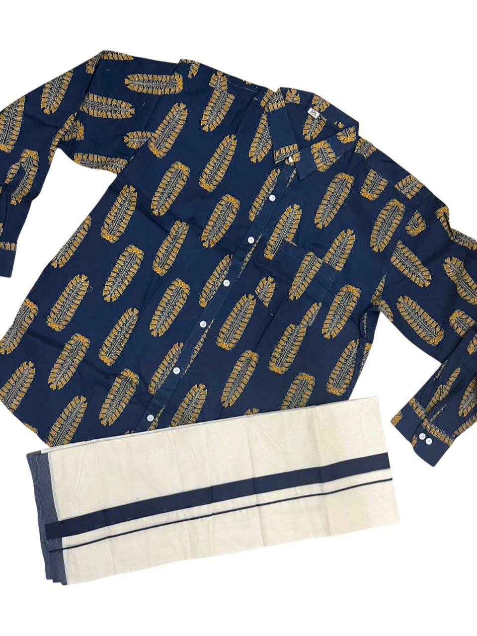 Southloom Cotton Jaipur Printed Men's Combo Full Sleeve (Shirt + Mundu) SLCOMBO SL564