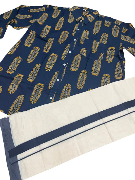 Southloom Cotton Jaipur Printed Men's Combo Full Sleeve (Shirt + Mundu) SLCOMBO SL564