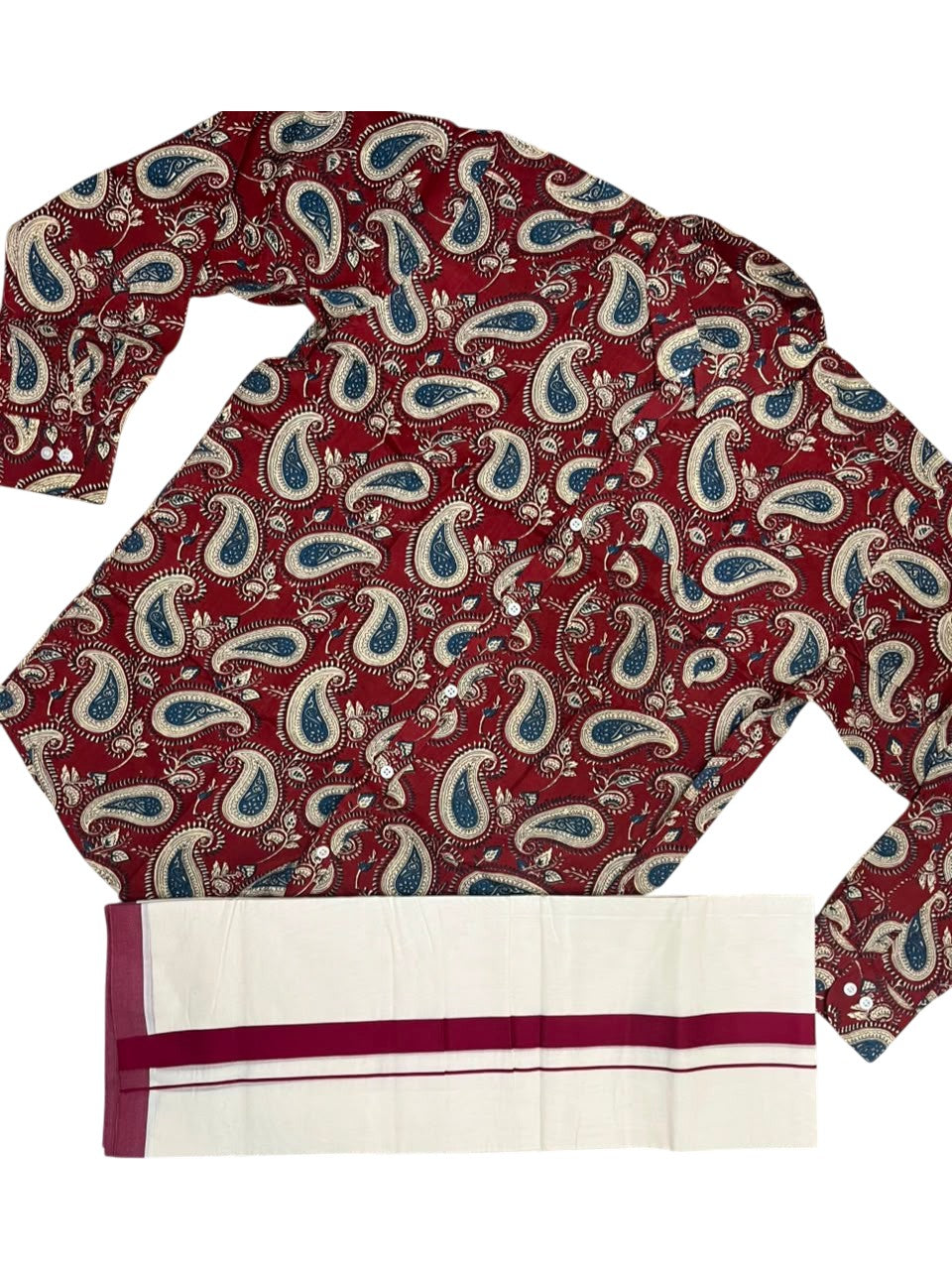 Southloom Cotton Jaipur Printed Men's Combo Full Sleeve (Shirt + Mundu) SLCOMBO SL564