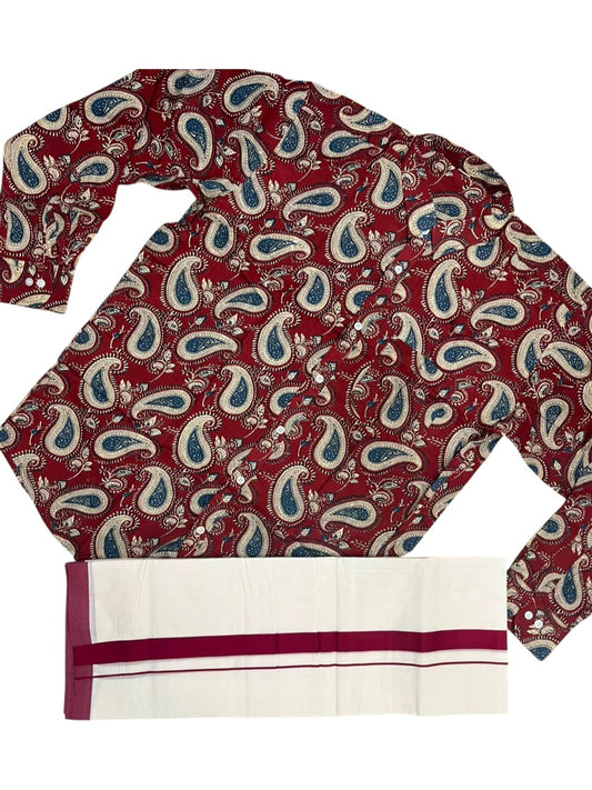 Southloom Cotton Jaipur Printed Men's Combo Full Sleeve (Shirt + Mundu) SLCOMBO SL564