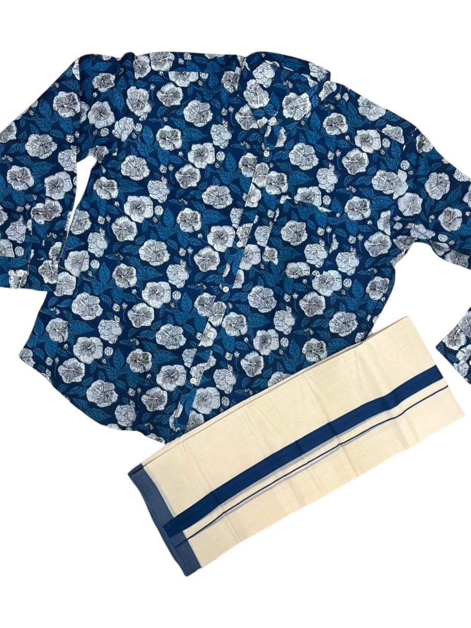 Southloom Cotton Jaipur Printed Men's Combo Full Sleeve (Shirt + Mundu) SLCOMBO SL564